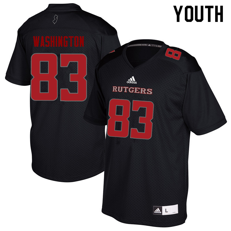 Youth #83 Isaiah Washington Rutgers Scarlet Knights College Football Jerseys Sale-Black